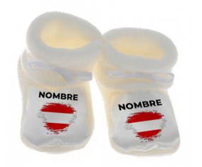 Botitas efecto cepillo de bandera de bebé Austria con nombre