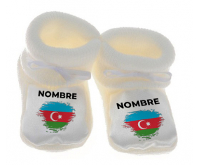 Botitas efecto cepillo de bandera de bebé Azerbaiyán con nombre