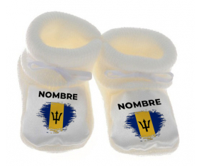 Botitas efecto cepillo de bandera de bebé Barbados con nombre