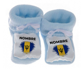 Botitas efecto cepillo de bandera de bebé Barbados con nombre