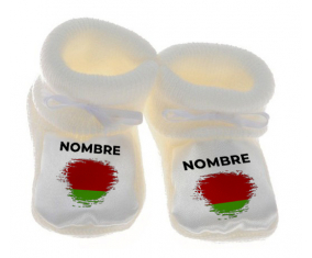 Botitas efecto cepillo de bandera de bebé Bielorrusia con nombre