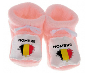 Botitas efecto bandera bebé cepilla Bélgica con nombre