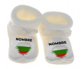 Botitas efecto cepillo de bandera de bebé Bulgaria con nombre