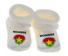 Botitas efecto cepillo de bandera bebé Burkina Faso con nombre