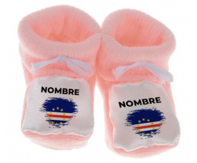 Botitas efecto cepillo de bandera de bebé Cabo Verde con nombre