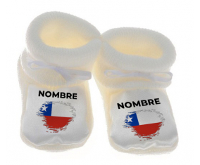 Botitas efecto de bandera de bebé cepilla Chile con nombre