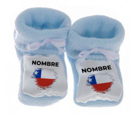 Botitas efecto de bandera de bebé cepilla Chile con nombre