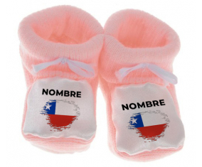 Botitas efecto de bandera de bebé cepilla Chile con nombre