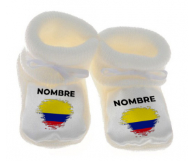 Botitas efecto bandera de bebé cepilla Colombia con nombre