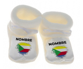 Botitas comoras de efecto cepillo de bandera de bebé con nombre