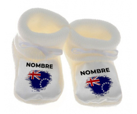 Botitas efecto bandera del bebé cepilla las islas cook con nombre