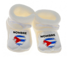 Botitas efecto cepillo de bandera de bebé Cuba con nombre