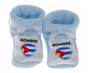 Botitas efecto cepillo de bandera de bebé Cuba con nombre