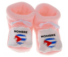 Botitas efecto cepillo de bandera de bebé Cuba con nombre