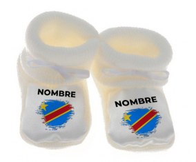 Botitas efecto cepillo de bandera de bebé República Democrática del Congo con nombre