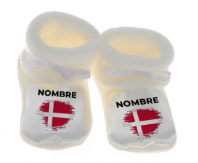 Botitas efecto cepillo de bandera de bebé Dinamarca con nombre