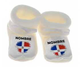 Botitas efecto cepillo de bandera de bebé República Dominicana con nombre
