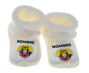 Botitas efecto cepillo de bandera bebé Ecuador con nombre