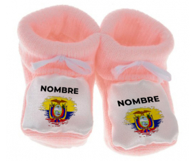 Botitas efecto cepillo de bandera bebé Ecuador con nombre