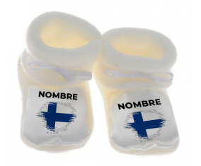 Botitas efecto cepillo de bandera de bebé Finlandia con nombre
