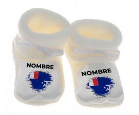 Botitas cepillo de bandera de bebé efecto francés tierras del sur con nombre
