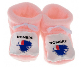 Botitas cepillo de bandera de bebé efecto francés tierras del sur con nombre