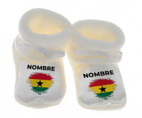 Botitas efecto cepillo de bandera de bebé Ghana con nombre