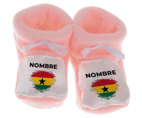 Botitas efecto cepillo de bandera de bebé Ghana con nombre