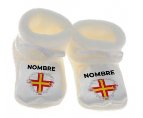 Botitas efecto cepillo de bandera de bebé Guernsey con nombre