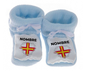 Botitas efecto cepillo de bandera de bebé Guernsey con nombre
