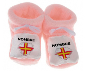 Botitas efecto cepillo de bandera de bebé Guernsey con nombre