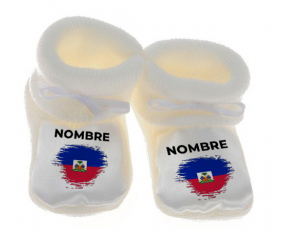 Botitas cepillo de bandera de bebé efecto Haití con nombre