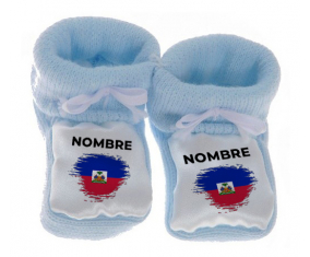 Botitas cepillo de bandera de bebé efecto Haití con nombre
