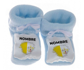 Botitas efecto cepillo de bandera de bebé Santa Sede con nombre