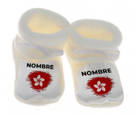 Botitas efecto cepillo de bandera de bebé Hong Kong con nombre