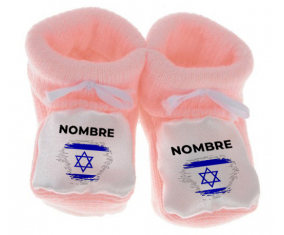 Botitas cepillo de bandera de bebé efecto Israel con nombre