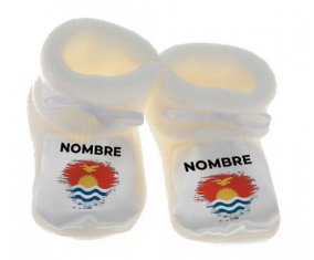 Botitas efecto cepillo de bandera de bebé Kiribati con nombre