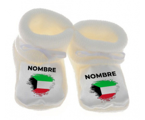 Botitas efecto cepillo de bandera bebé Kuwait con nombre