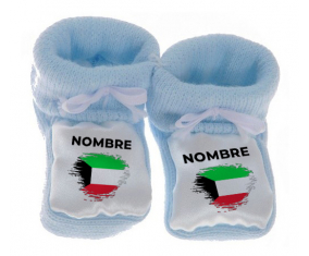Botitas efecto cepillo de bandera bebé Kuwait con nombre