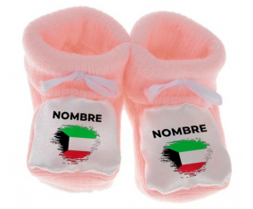 Botitas efecto cepillo de bandera bebé Kuwait con nombre