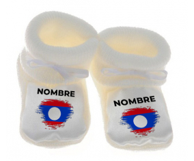 Botitas efecto de pincel de bandera de bebé Laos con nombre