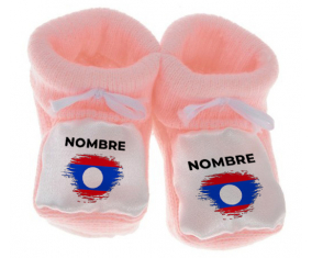 Botitas efecto de pincel de bandera de bebé Laos con nombre