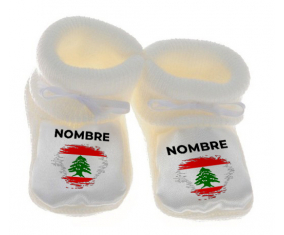 Botitas efecto cepillo de bandera de bebé Líbano con nombre