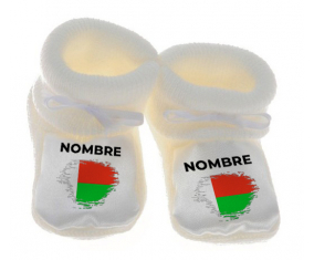 Botitas efecto de la bandera del bebé cepilla Madagascar con su nombre