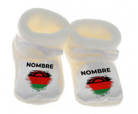 Botitas efecto de la bandera del bebé cepilla Malawi con nombre