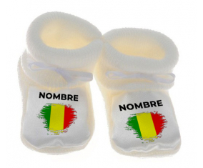 Botitas cepillo de bandera de bebé efecto Malí con nombre