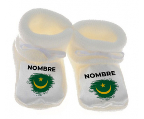 Botitas efecto de la bandera del bebé cepilla Mauritania con su nombre
