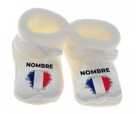 Botitas efecto de pincel mayotte de bandera de bebé con nombre