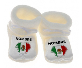 Botitas efecto bandera bebé cepilla México con nombre