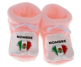 Botitas efecto bandera bebé cepilla México con nombre
